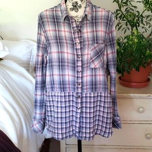 Sundance Plaid Button Down Shirt - Blue and Pink